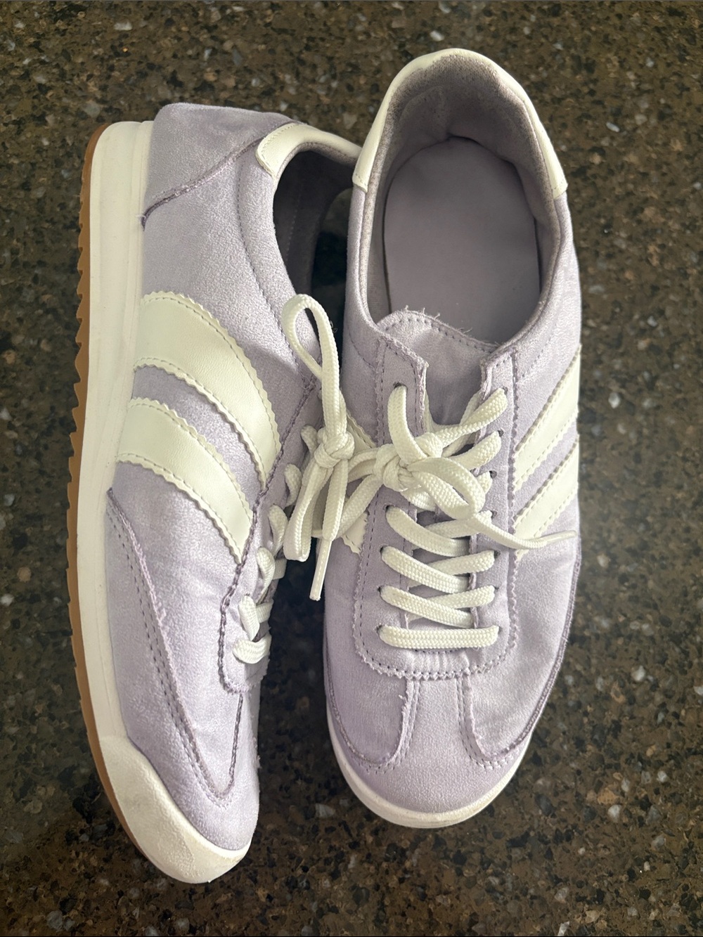 Steve Madden Lavender Suede Sneakers with Cream Stripes